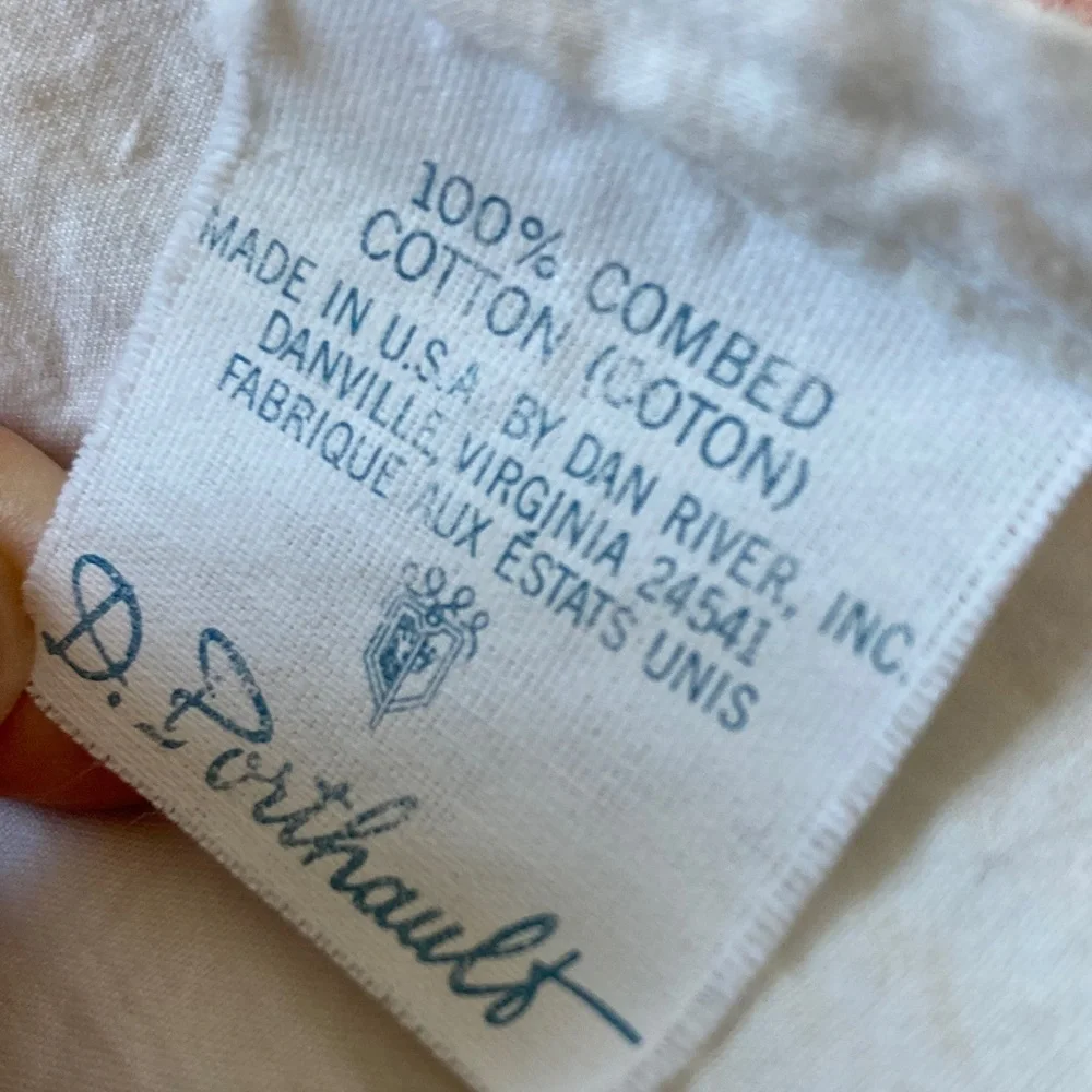 Vintage 90s D. Porthault For Dan Rivers Flat Sheet Scalloped Hem Embroidered